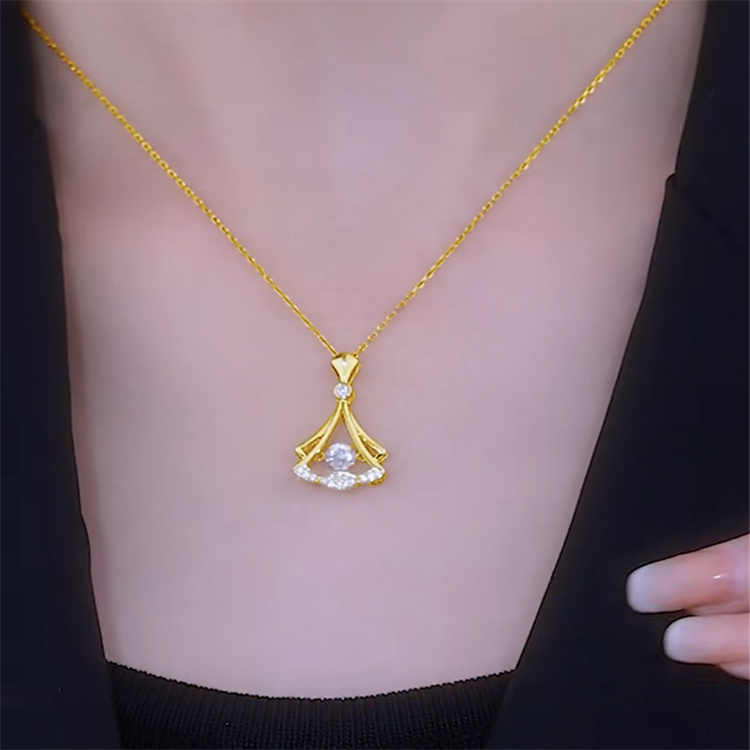 24K Gold Plated Rhinestone Decor Pendant Necklace